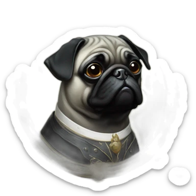 A cyberpunk black pug in Art Nouveau style during 1910 sticker