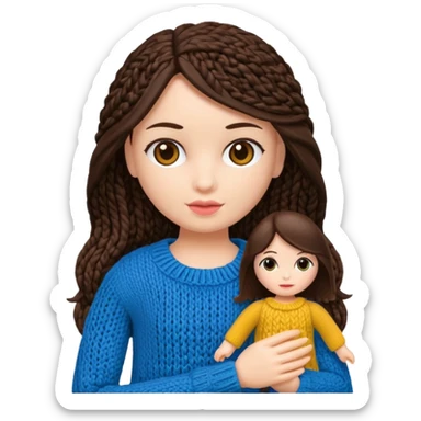 brunette knitted doll sticker