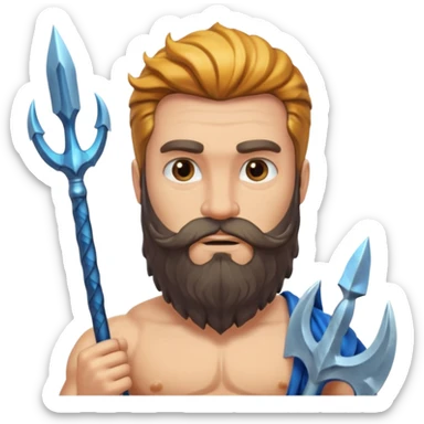 An emoji of the Greek god Poseidon. He is a strong, bearded man with a majestic expression, holding a trident. sticker