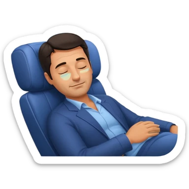 A handsome 45 year old man with dark hair sleeping blissfully on an international flight. sticker