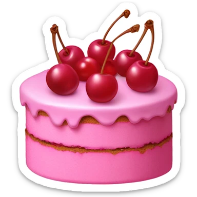 Pink cake with cherries on top sticker