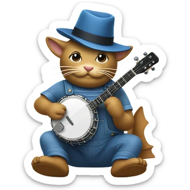 Catfish wearing overalls wearing a banjo sticker