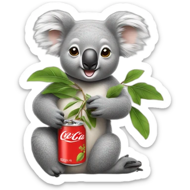 Koala aves une canette de coca sticker