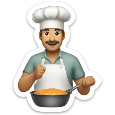 A Baker cooking a kachapuri sticker