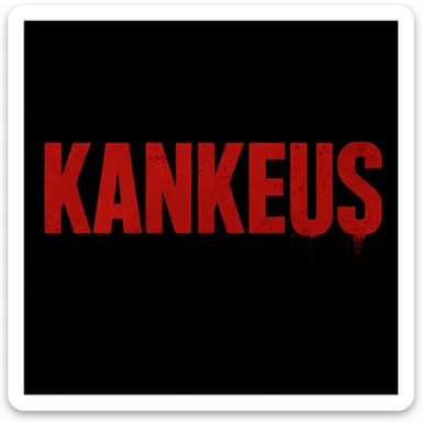 Change the KankeuS logo text color to red instead of white, keeping the DayZ video game font style, distressed, bold, gritty and intense, on black background. Maintain the distressed, bold, gritty, intense style with red text on black background. sticker