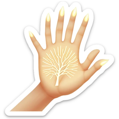 ethereal glowing hand with intricate symbolic palm lines, radiating mystical energy sticker