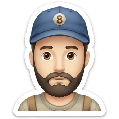 Man with beard and dirty ball cap  sticker