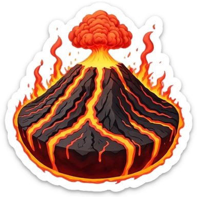 planet, surface covered in lava and volcano sticker