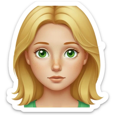 Girl with golden blonde hair, freckles around her nose and green eyes sticker