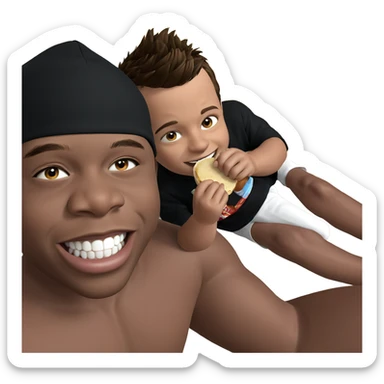 boys enjoying a meal together sticker