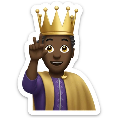 King Baldwin with a mask on raising his hand sticker