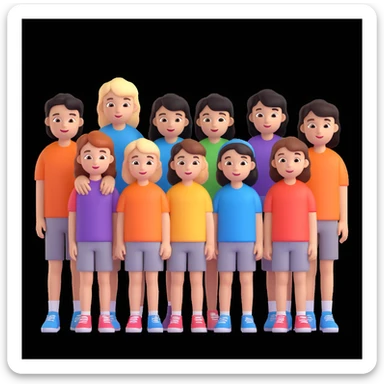 depict 8 people, 5 of which are girls and 4 are boys sticker