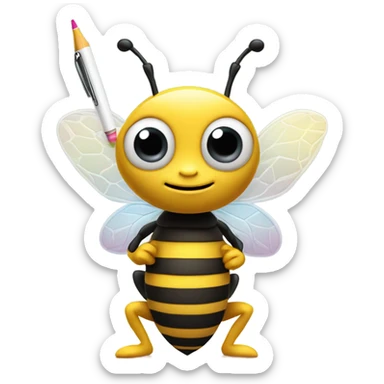 very cute busy bee with pen sticker