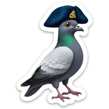 pigeon with a napoleon hat sticker
