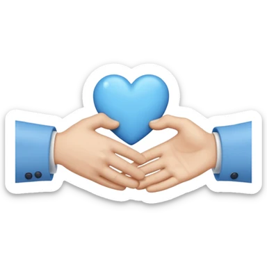 hand shake + blue small Heart sticker