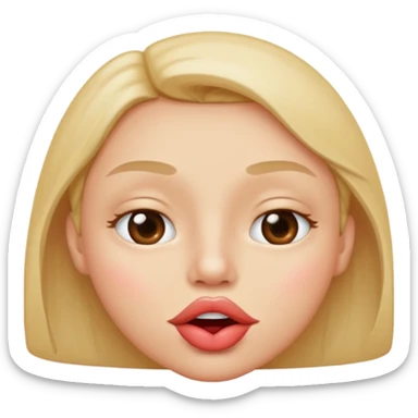 

I'd like an emoji with slightly squinty eyes, a mouth giving a tight kiss with little creases around the lips sticker