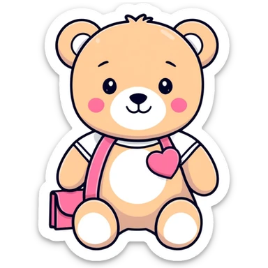 cute teddy bear with pink accessories sticker