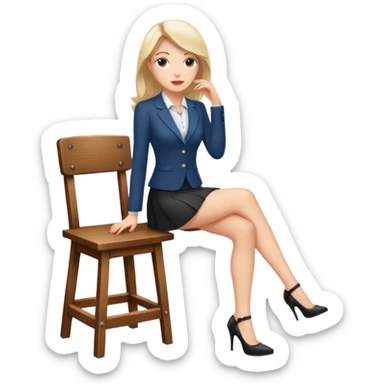 Business woman with short skirt and high heels sitting on chair sticker
