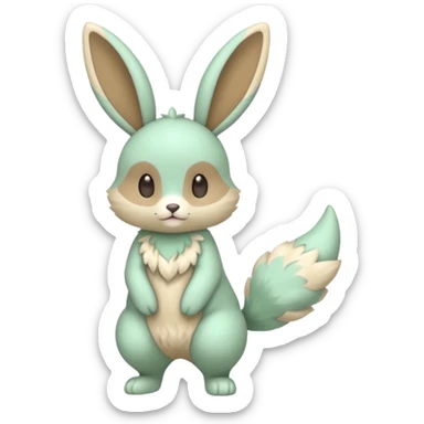 Pastel green and beige Lopunny-Cinccino-fusion (full body) sticker