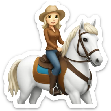 white woman riding a horse sticker