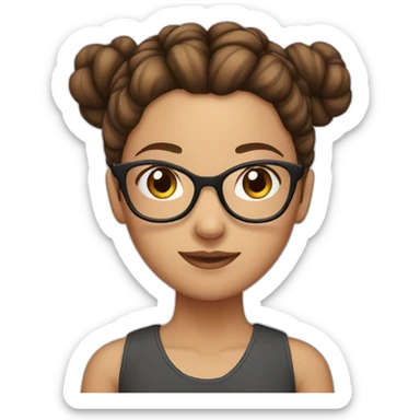 Girl with brown hair wearing glasses with her hair tied up in a bun sticker