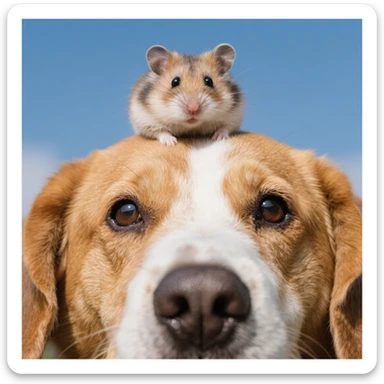A hamster on the head of dog sticker