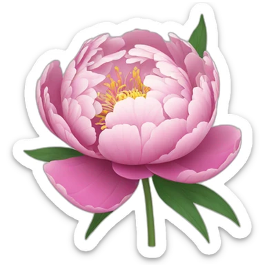 a 2d flat illustration of a Peony flower sticker