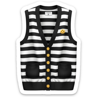 black and white stripes sleeveless cardigan sticker