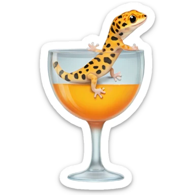 orange leopard gecko in a glass cup sticker