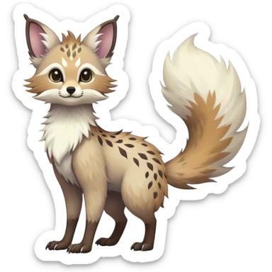 Epic Feral Rare Fantasy pastel Vernid-Trico-species by LiLaiRa, random markings, tufted tail, tufted ears, full body sticker