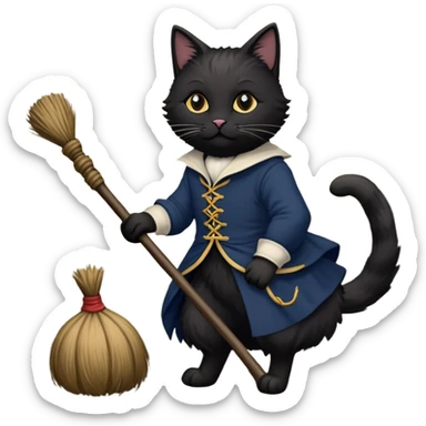 A cat on a broomstick during the french revolution  sticker