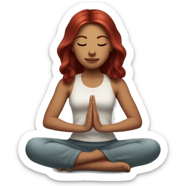 Dark red hair girl light Skin meditating  sticker