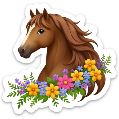 Horse with flowers sticker