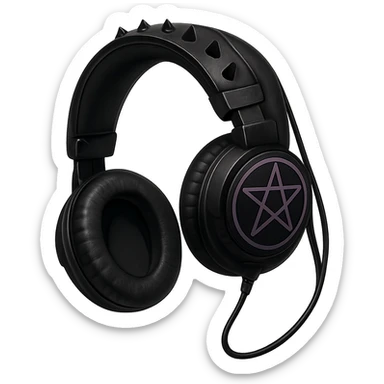 Remove the background and keep only the goth headphones in a realistic anime style with no background. sticker