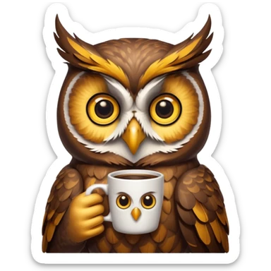 kahve içen baykuş  sticker