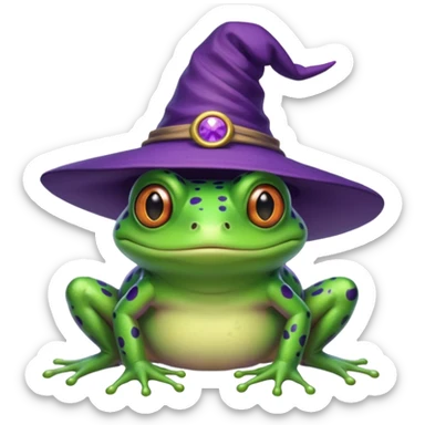 frog wear purple wicth hat sticker