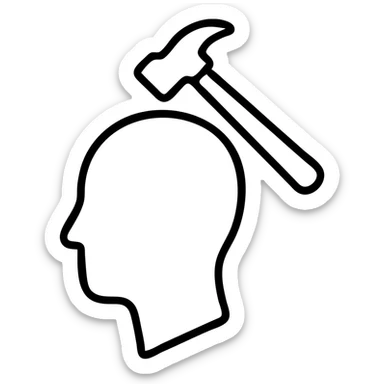 head with a hammer hitting it outlined icon sticker