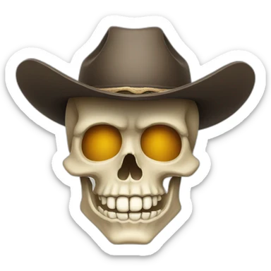 skull cowboy cartoon head sticker