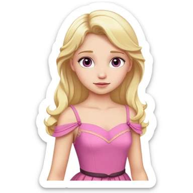 Aurora princess in pink dress with blonde hair sticker