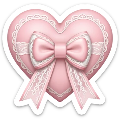 light pink heart wrapped in lace bow  sticker