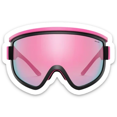 sporty pink shield visor sunglasses with thick frame and reinforced corners, armored robust look, massive build, one-piece lens with protective coating sticker