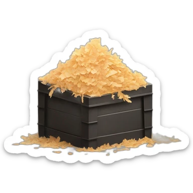 Dark cubic container filled with wood shavings sticker