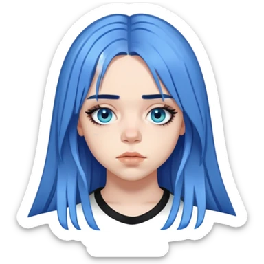 billie eilish long blue hair dark eyeliner sticker