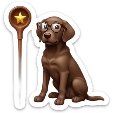 Labrador Retriver chocolate color whit a magic wand and glasses sticker