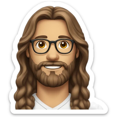 Scandinavian with long brown hair a beard and glasses sticker