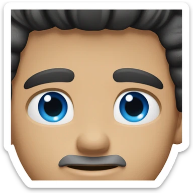 Guy with red t-shirt, black hair, light skin, blue eyes sticker