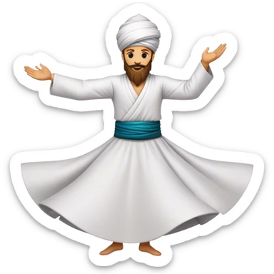 Cinematic Realistic Whirling Dervish Pop Culture Emoji, showcasing a mystical portrayal of traditional Sufi dance rendered with fluid textures and dynamic, spiritual lighting. sticker