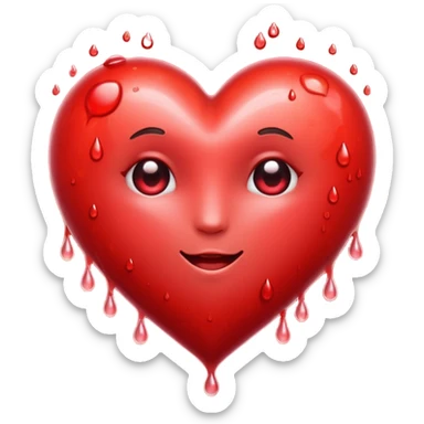 A few drops of blood and a bright red heart sticker