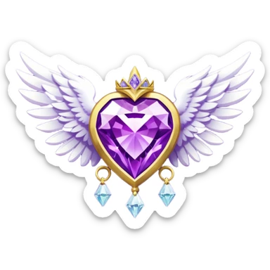 holy diamond emblem with white wings and purple diamond in the middle sticker