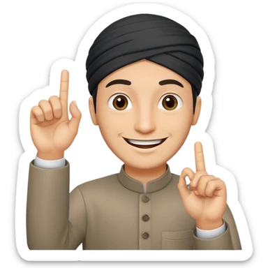 happy muslim man positive sign finger sticker